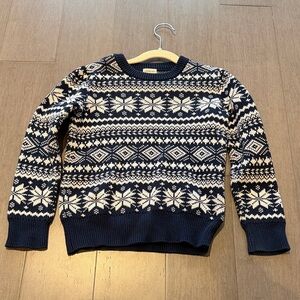 Crewcuts Navy and White Snowflake Sweater Size 7
